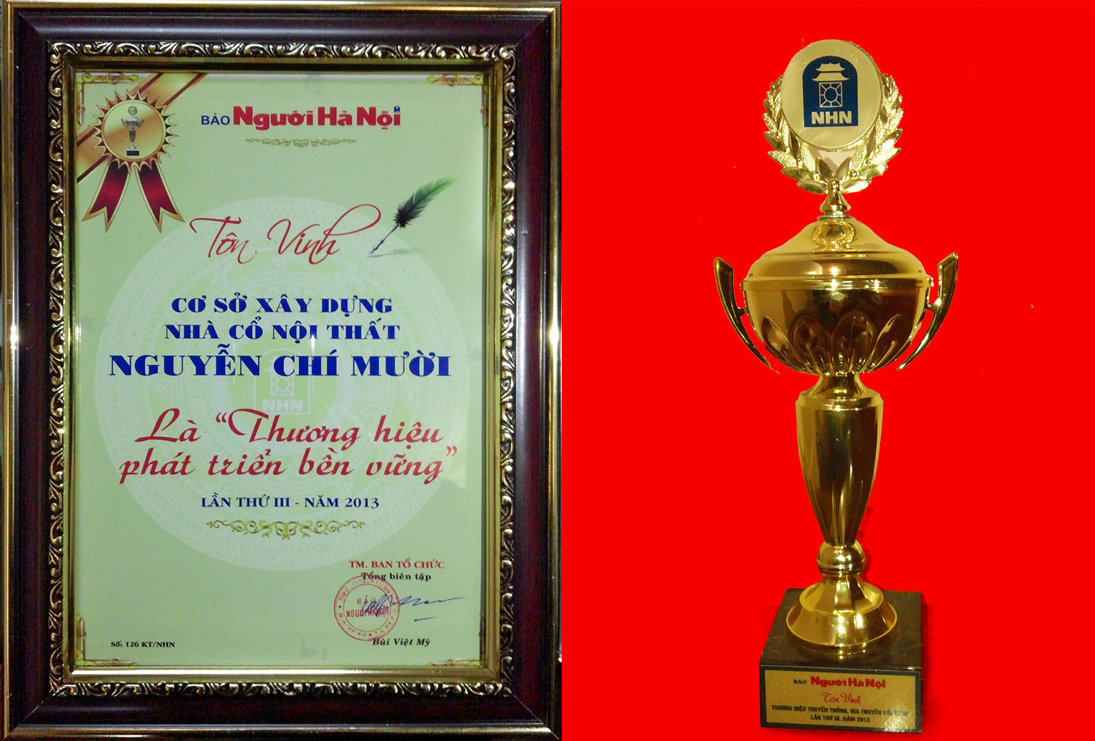 Giải thưởng - Nhà Gỗ Nguyễn Chí Mười - Làng Nghề Truyền Thống Mộc Phú Yên - Cơ Sở Sản Xuất Nguyễn Chí Mười